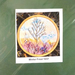 Rowandean WINTER FROST Embroidery Kit #1237 w/ wood frame floss sequins organza